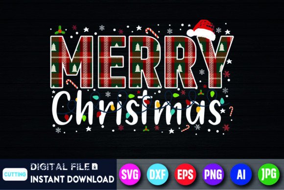 A Festive Buffalo Plaid Santa Graphic for Seasonal T-Shirt Designs