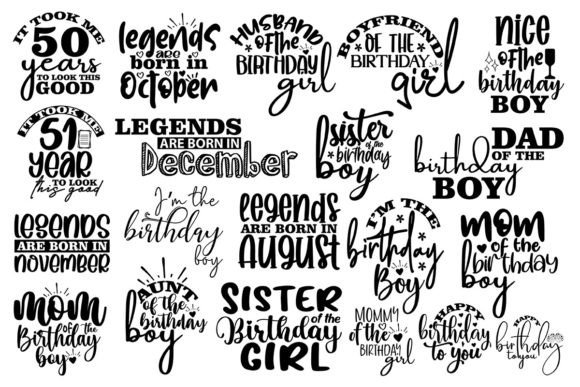 Birthday Graphics for T-Shirt Designs and Digital Assets